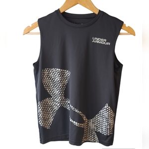 Under Armour Black and Grey Tank Top Size Youth Medium